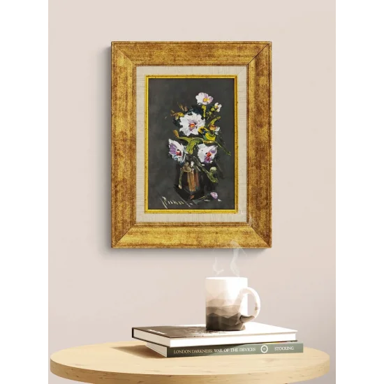 Sessiz Beyaz Çiçekler Yağlı Boya Tablosu