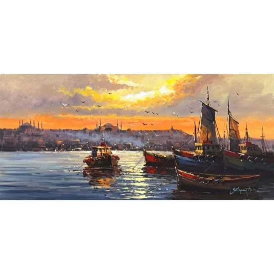 Sessiz İstanbul Boğazı Yağlı Boya Tablosu
