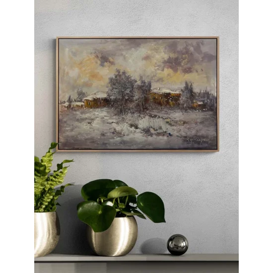 Silent Winter Road Oil Painting