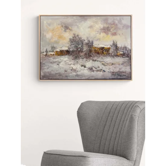 Silent Winter Road Oil Painting