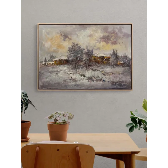 Silent Winter Road Oil Painting