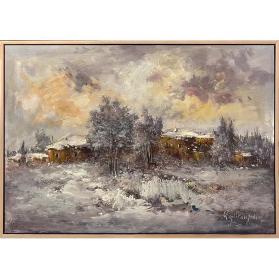 Silent Winter Road Oil Painting