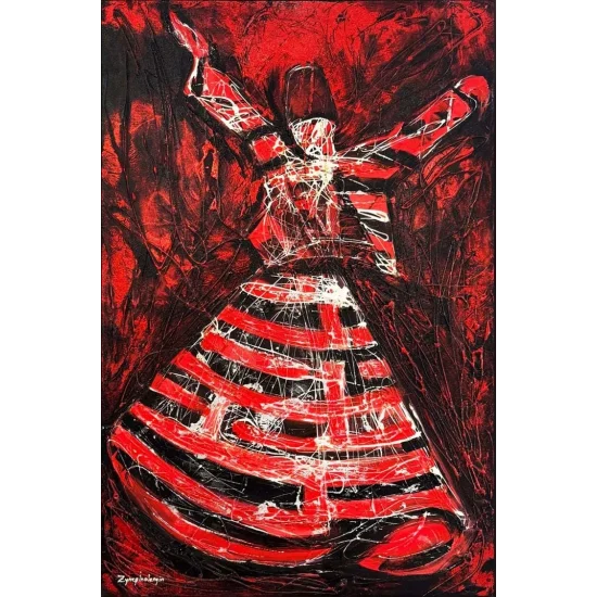 Sessiz Zikirde Semazen Yağlı Boya Tablosu