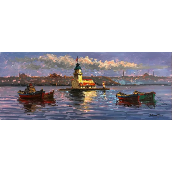 Seyirde Kız Kulesi Yağlı Boya Tablosu