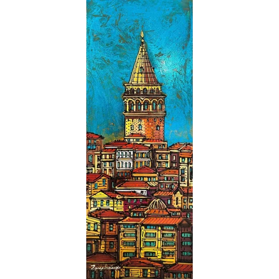 Sıcak Renkler ve Galata Yağlı Boya Tablosu