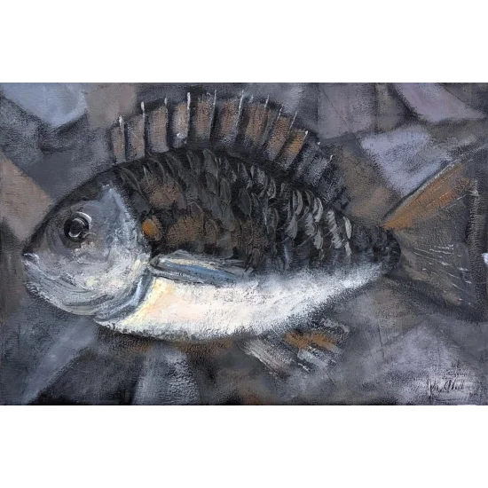 Black and White Fish Oil Painting