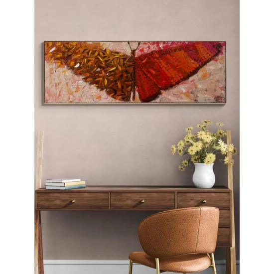 Sonbaharda Kelebek Yağlı Boya Tablosu