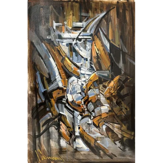 Soyut Çizgilerin Zaman Tüneli Yağlı Boya Tablosu
