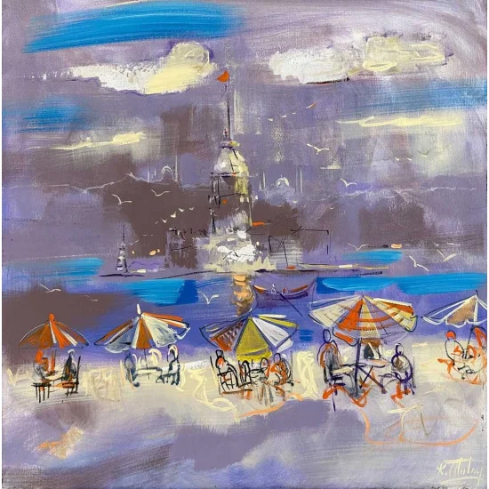 Abstract Silent Song in the Sea Maidens Tower Oil Painting