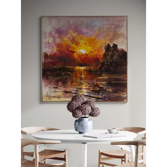 Suda Kalan Güneş Yağlı Boya Tablosu