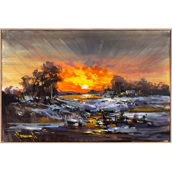 Evening Falling into the Waters Oil Painting