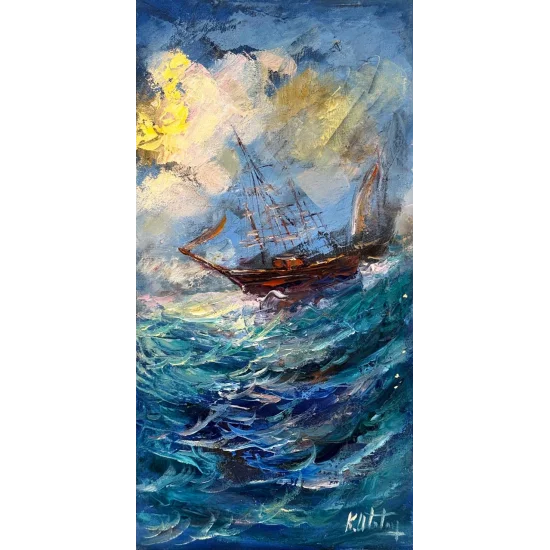Suyun Üzerinde Yelken Yağlı Boya Tablosu