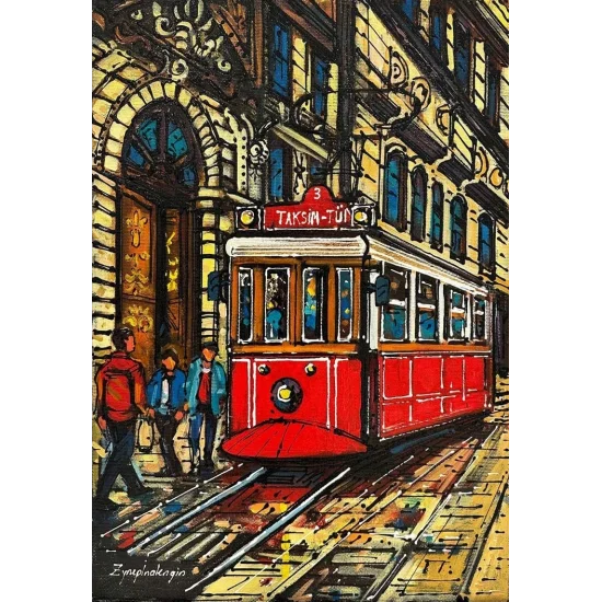 Taksim Tramvayı’nın Renkli Tarihi Yağlı Boya Tablosu