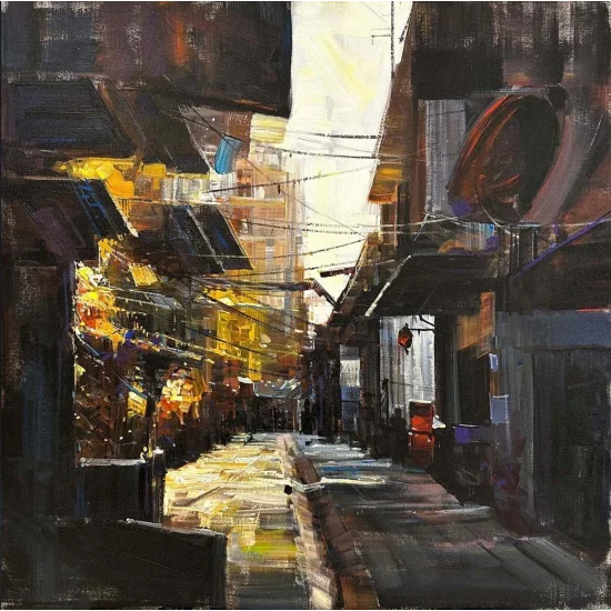 Tarihi Sokak İzleri Yağlı Boya Tablosu