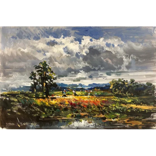 A Day in the Field Oil Painting