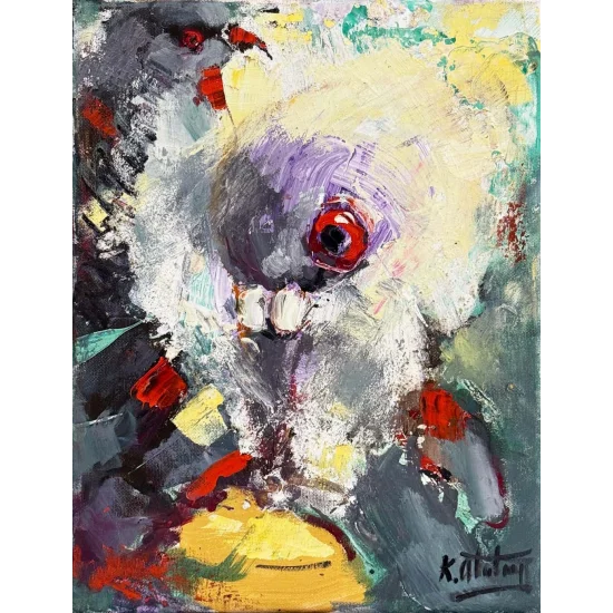 Taşların Üzerinde Güvercinler Yağlı Boya Tablosu