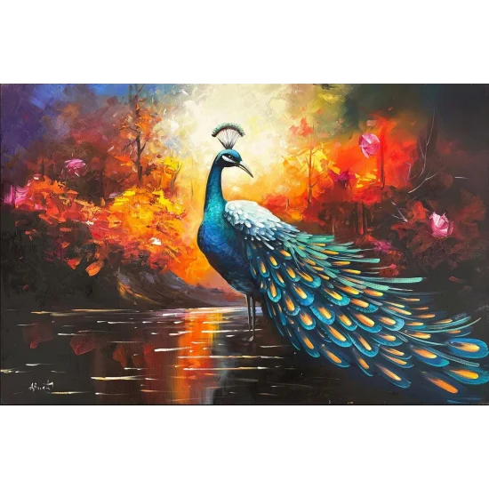 The Love of the Peacock Oil Painting