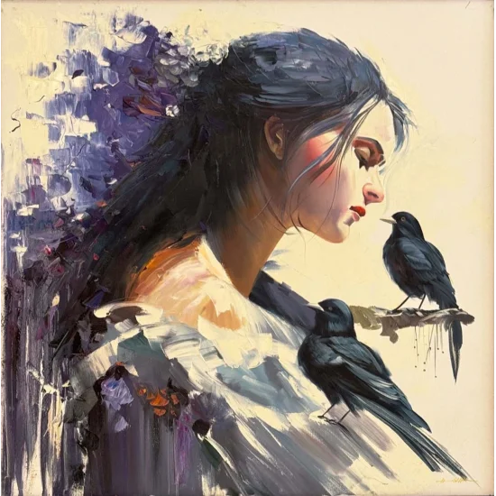 Tınıların İçindeki Kadın Yağlı Boya Tablosu