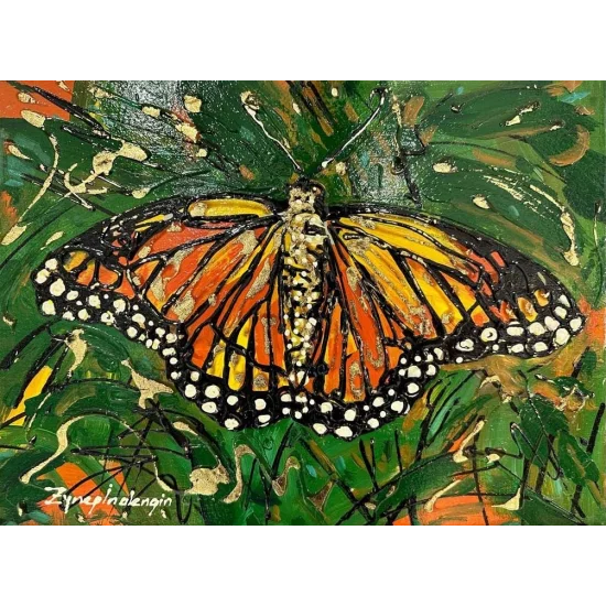Turuncu Kelebek Yağlı Boya Tablosu