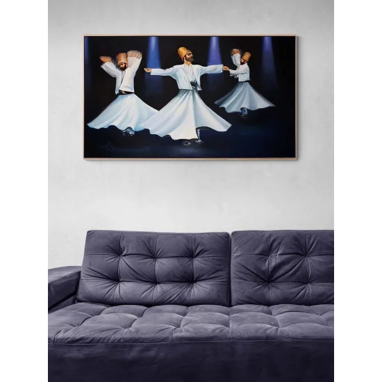 Üç Derviş Semazen Yağlı Boya Tablosu