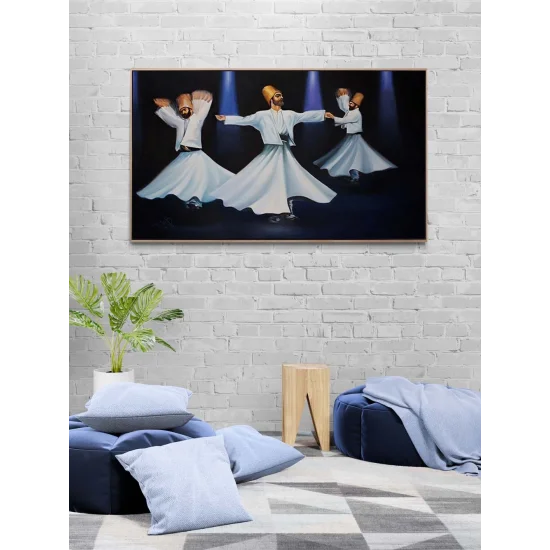 Üç Derviş Semazen Yağlı Boya Tablosu