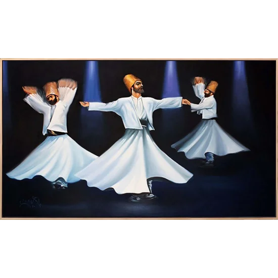 Üç Derviş Semazen Yağlı Boya Tablosu