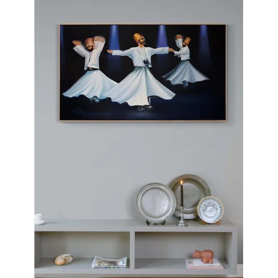 Üç Derviş Semazen Yağlı Boya Tablosu