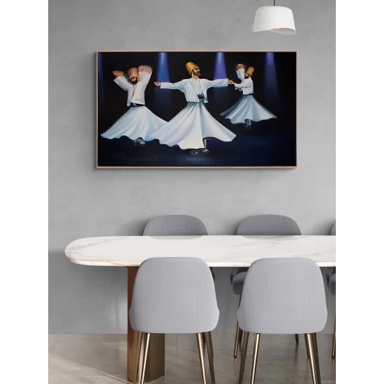 Üç Derviş Semazen Yağlı Boya Tablosu