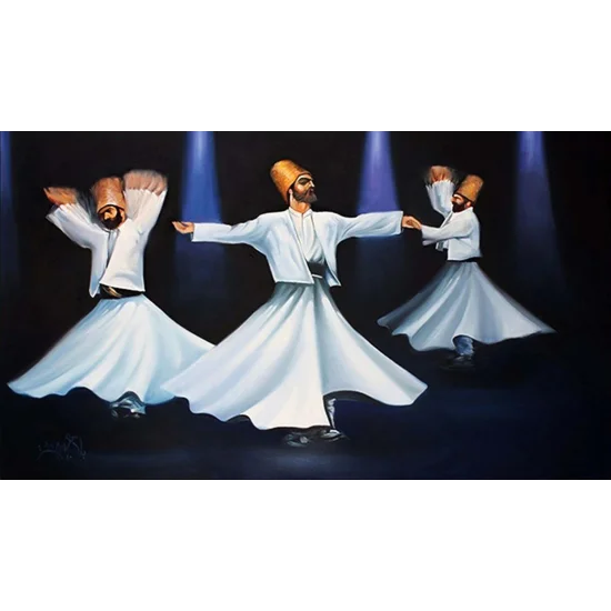 Üç Derviş Semazen Yağlı Boya Tablosu