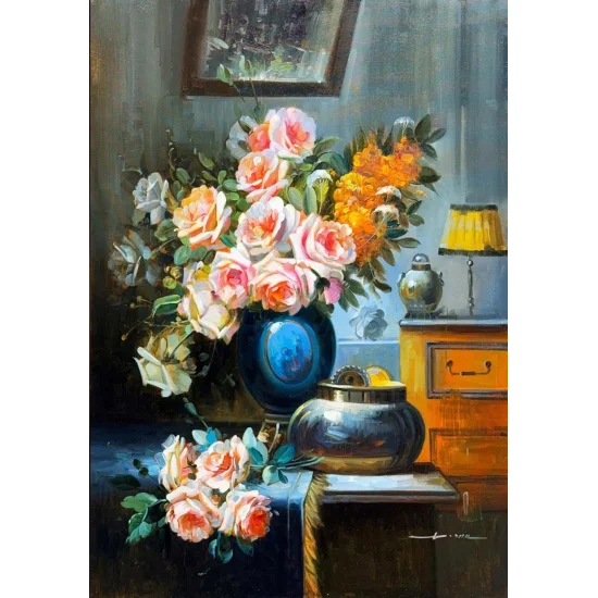 Unutulmuş Bir Buket Gül Yağlı Boya Tablosu