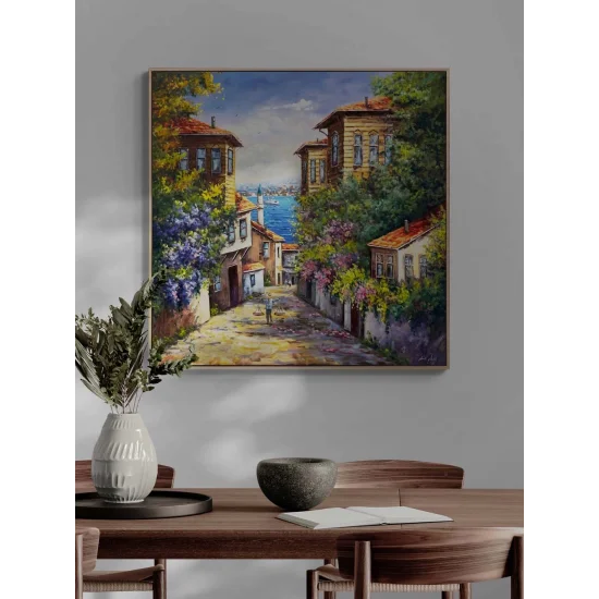 Üsküdarın Eski Sokakları Yağlı Boya Tablosu