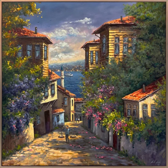 Üsküdarın Eski Sokakları Yağlı Boya Tablosu