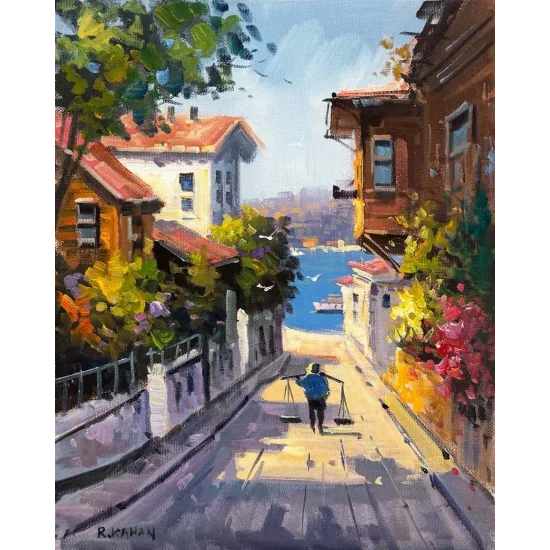 Üsküdar Sokakları Yağlı Boya Tablosu