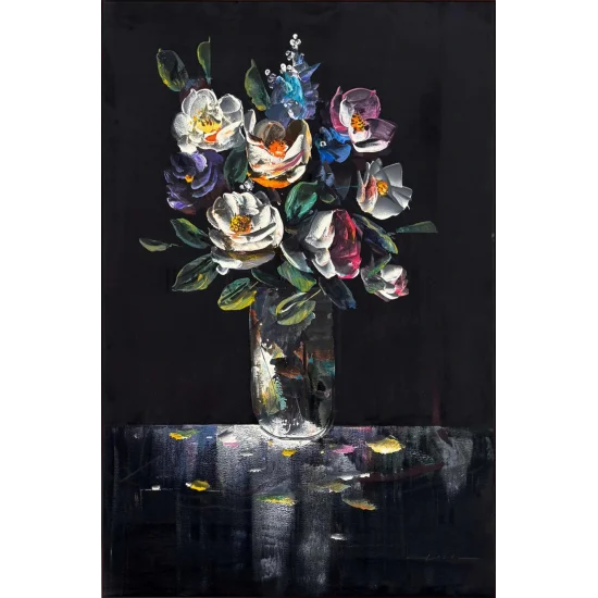 Colorful Bouquet in Vase Oil Painting