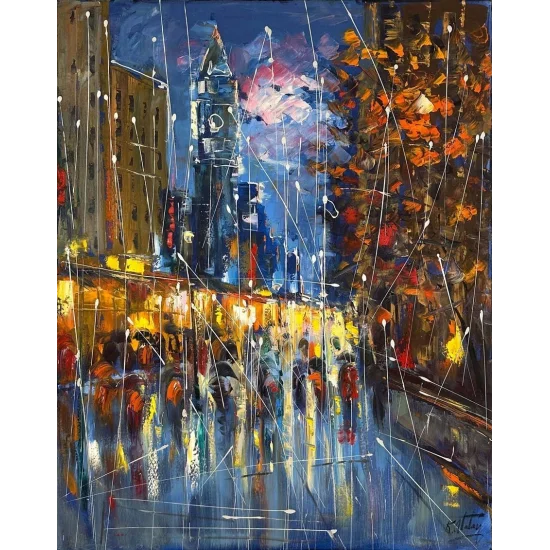 Steps in the Rain Oil Painting