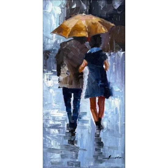 Lovers Under the Rain Oil Painting