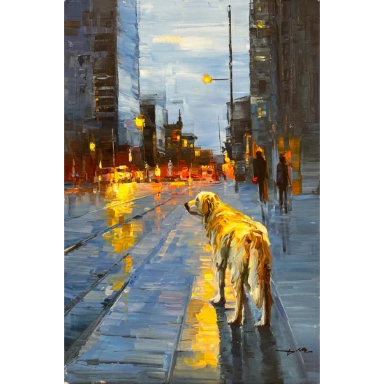 A Friend in the Rain Oil Painting