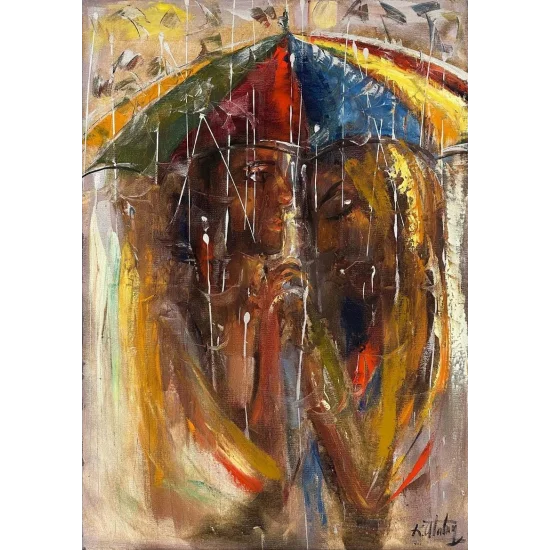 Together in the Rain Oil Painting