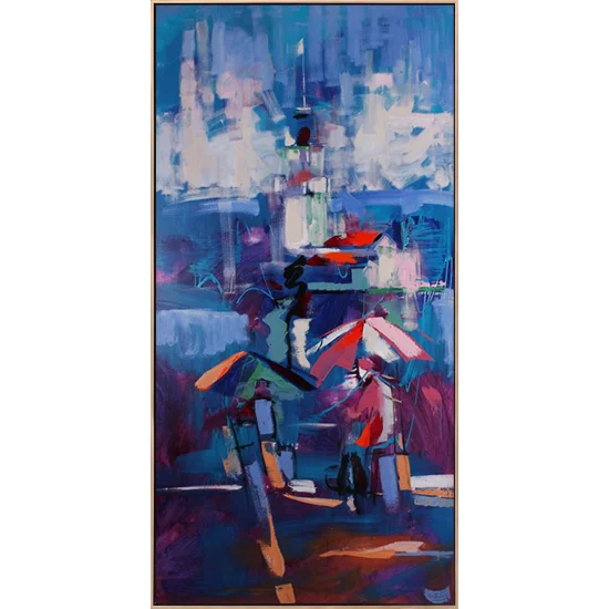 Yağmurda Kız Kulesi Yağlı Boya Tablosu