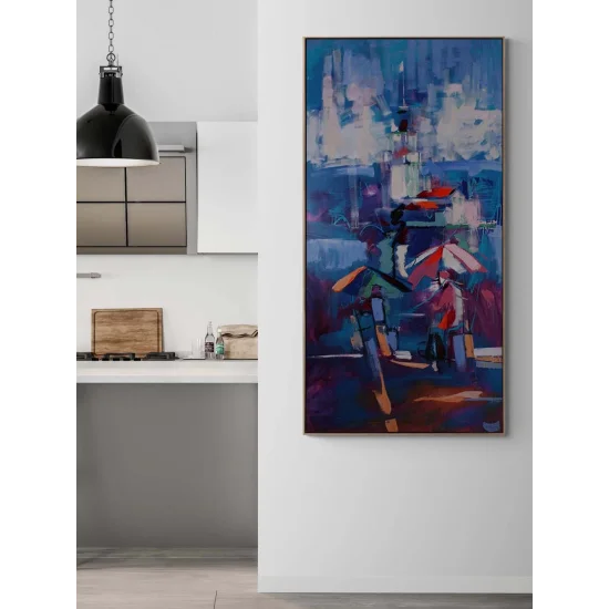 Yağmurda Kız Kulesi Yağlı Boya Tablosu