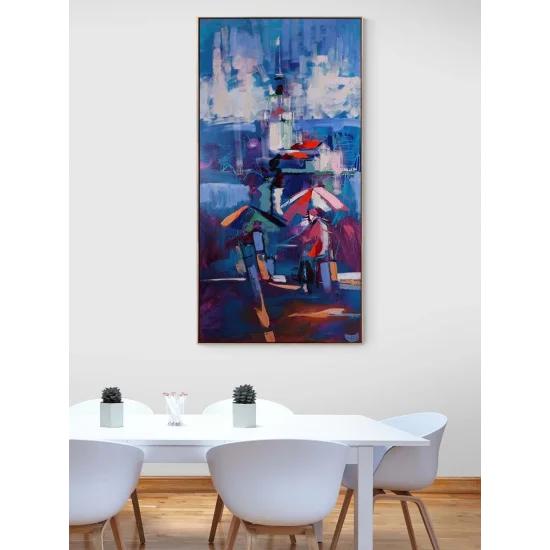 Yağmurda Kız Kulesi Yağlı Boya Tablosu