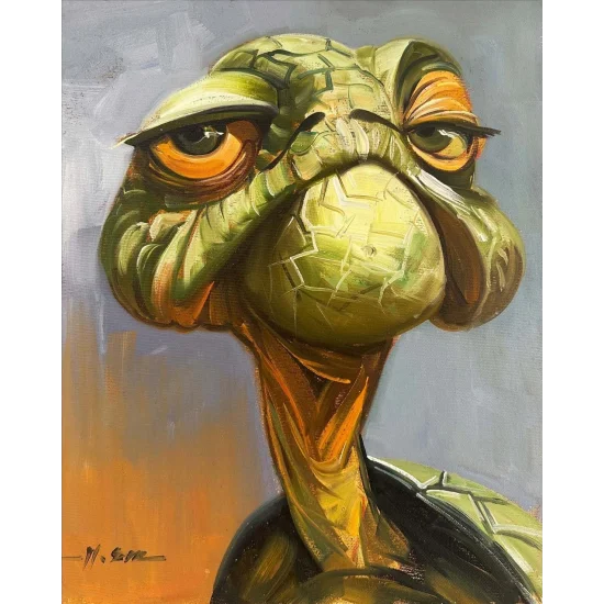 Yaşlı Kaplumbağa Yağlı Boya Tablosu