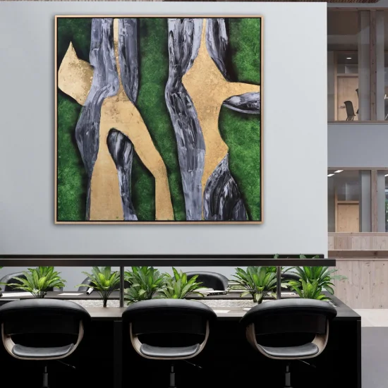 Yeşil ve Gold Siparişe Özel Soyut Yağlı Boya Tablo