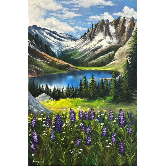 Yeşilin Kucakladığında Yağlı Boya Tablosu