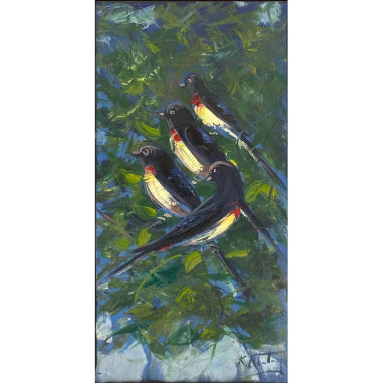 Yeşilliklerde Kanatlar Yağlı Boya Tablosu