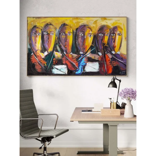 Yüzlerin Senfonisi Yağlı Boya Tablosu