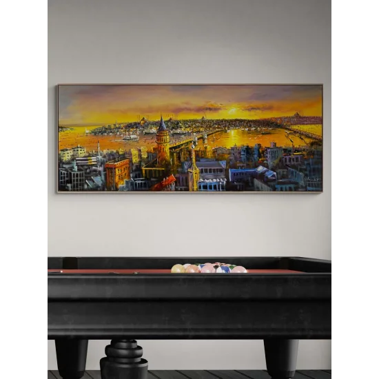 Zamana Akan Şehir Yağlı Boya Tablosu