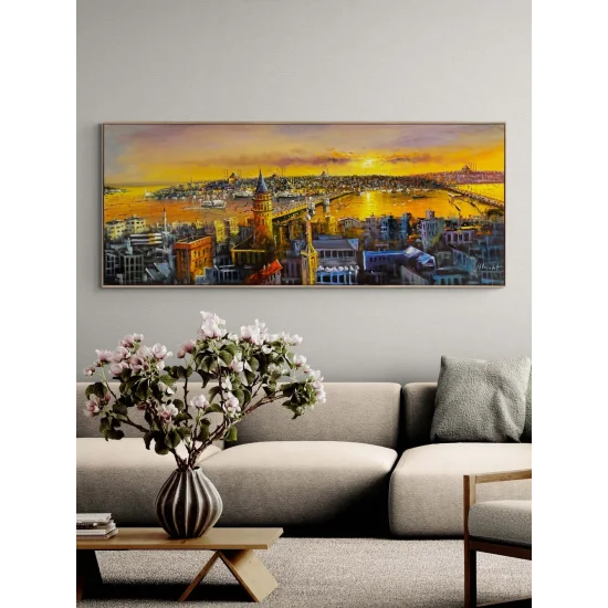 Zamana Akan Şehir Yağlı Boya Tablosu