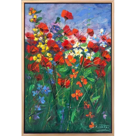 Zamanın Kıyısında Gelincikler Yağlı Boya Tablosu