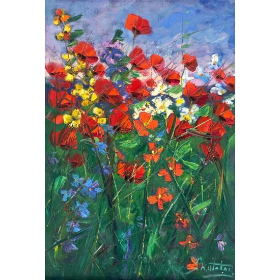 Zamanın Kıyısında Gelincikler Yağlı Boya Tablosu